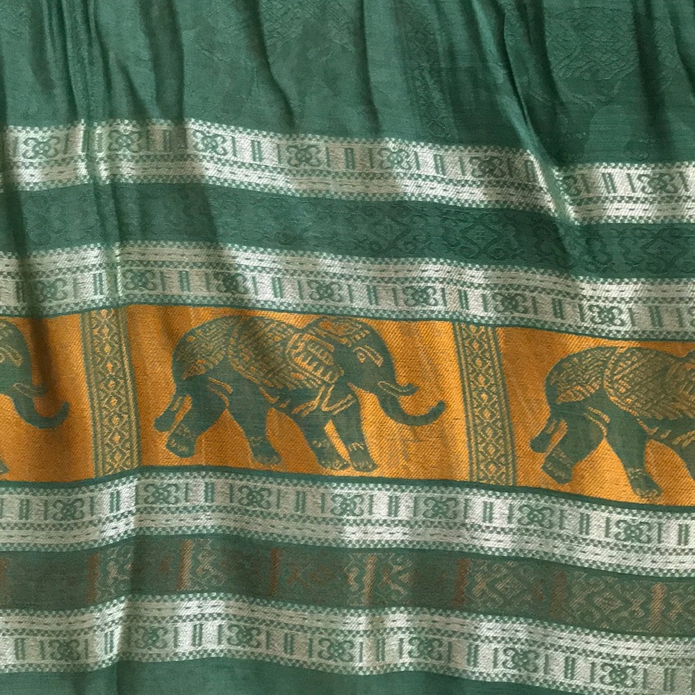 Green silk scarf with elephants! 🐘